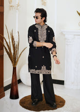 LUXURY BLACK EMBROIDERY KURTA PAJAMA