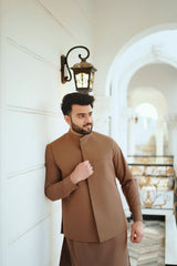 Classic Brown shalwar kameez with waistcoat