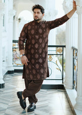 CLASSIC BROWN EMBROIDERY KURTA