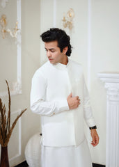 Classic off-white Shalwar kameez with waistcoat