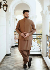 Classic Brown shalwar kameez with waistcoat