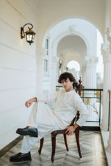 CLASSIC OFF-WHITE  EMBROIDERY KURTA